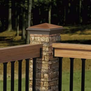 8-1/4 in. x 8-1/4 in. x 4-1/2 ft. Composite Beige Stacked Stone Fence Postcover