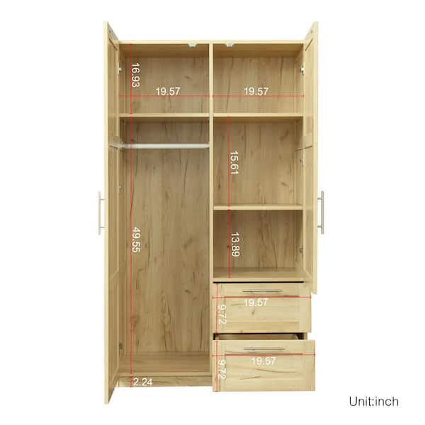 70.87 Tall Wardrobe & Kitchen Cabinet, Freestanding Storage Cabinets with  2 Doors and 3 Partitions Modern Wardrobe Armoire Closet with 4 Storage