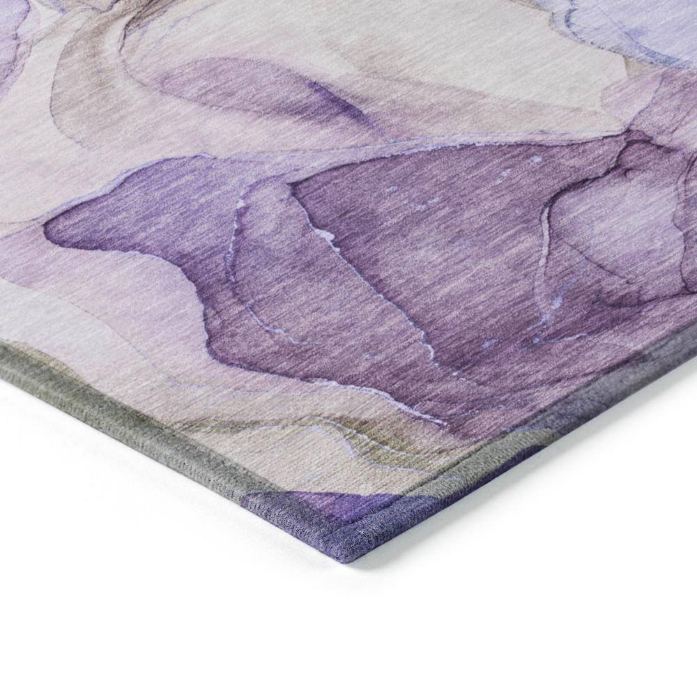 Purple Watercolor Pattern Rectangular Synthetic Area Rug