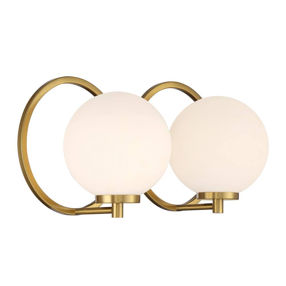 Matte Black and Warm Brass 2-Light Vanity with Frosted Glass Shades