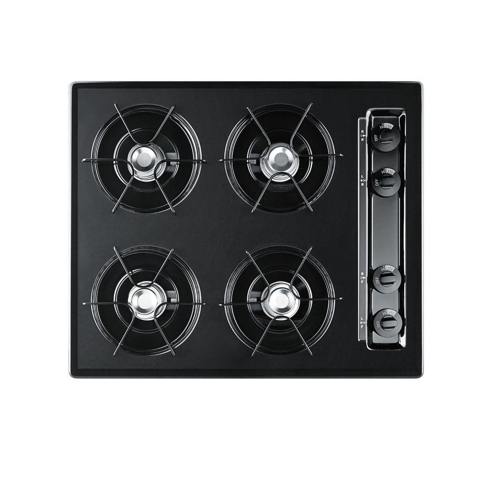 24 in. Gas Cooktop in Black with 4 Burners