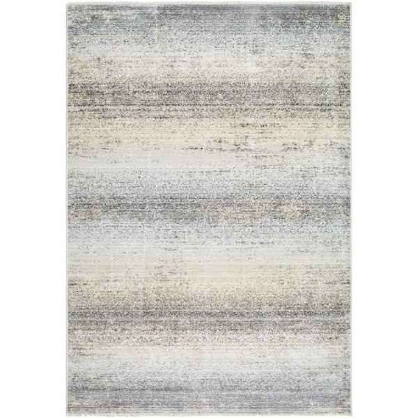 Livabliss Rojin Oatmeal;Light Slate Striped 5 ft. x 8 ft. Indoor Area Rug