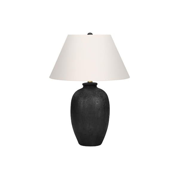 HomeRoots 24 in. Ivory Modern Integrated LED Bedside Table Lamp with Ivory Linen Shade