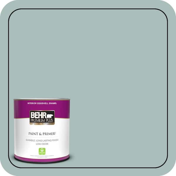 BEHR PREMIUM PLUS 1 qt. #QE-43 Water Surface Eggshell Enamel Low Odor Interior Paint & Primer