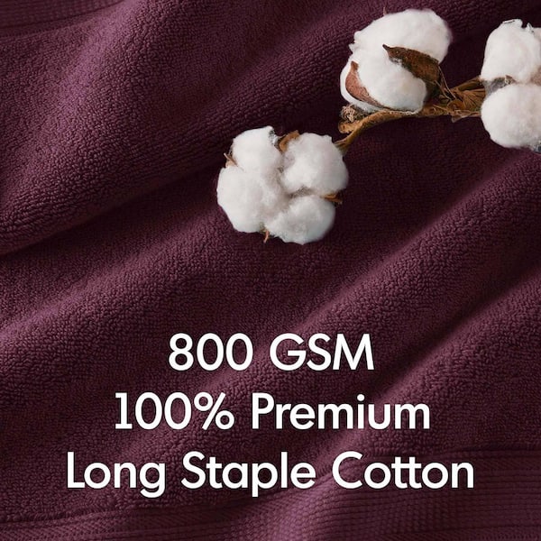 800GSM 8-Piece Burgundy Ultra-Soft 100% Cotton Absorbent Bath Towel Set