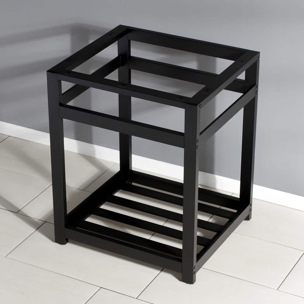 Matte Black Steel Console Sink Base with Shelf