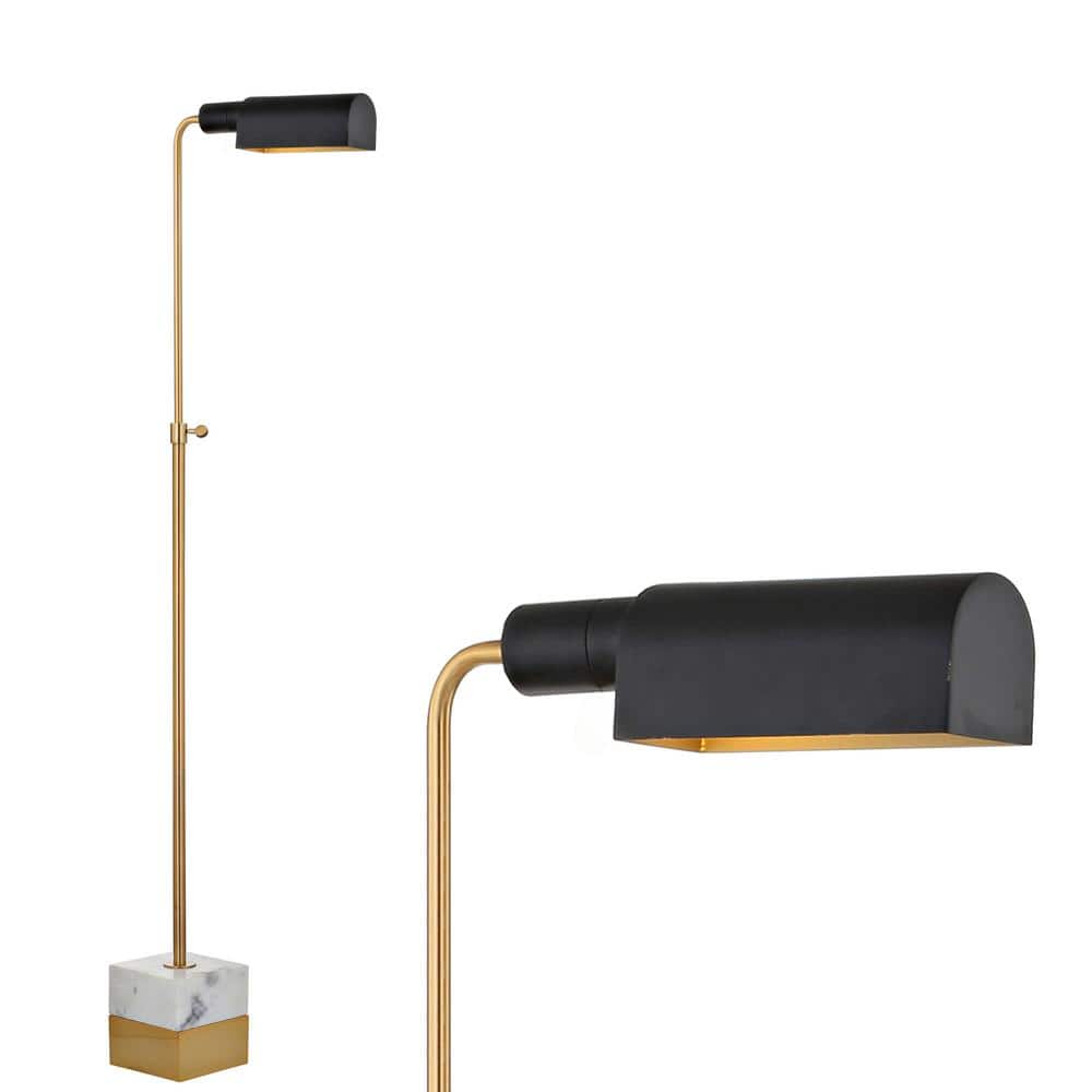 Contemporary Black Silk Shade LED Floor Lamp with Adjustable Height