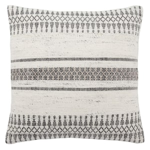 Brychan Gray/ Ivory Geometric Down Throw Pillow 20 inch