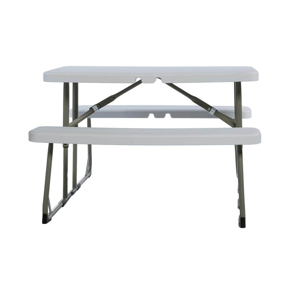 White and Gray Steel Kids Folding Picnic Table