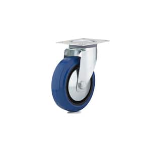4-15/16 in. (125 mm) Blue Non-Braking Swivel Plate Caster with 220 lb. Load Rating
