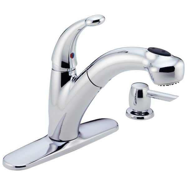 Delta Cicero Single-Handle Pull-Out Sprayer Kitchen Faucet with Soap Dispenser in Chrome