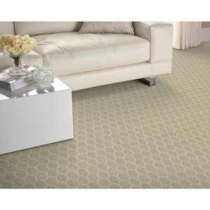 Entanglement - Meadow/Ivory - Green 12 ft. 27 oz. Wool Pattern Installed Carpet