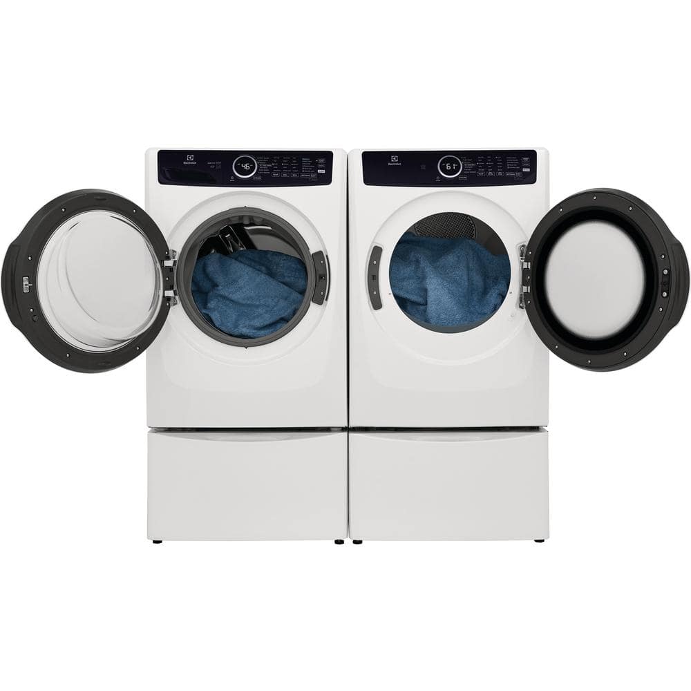 White Energy Star Front Load Electric Dryer with Steam and Moisture Sensing