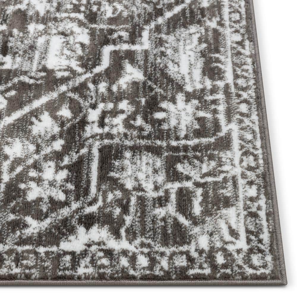 Vintage Bohemian Floral Gray Soft Runner Rug 2'7" x 9'10"