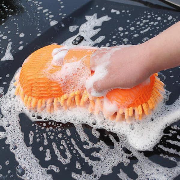 Car Wash Sponge Length 9.45 x 5.1 x 2.76 in., Chenille Microfiber Material Colorful, 1-Piece, Colourful