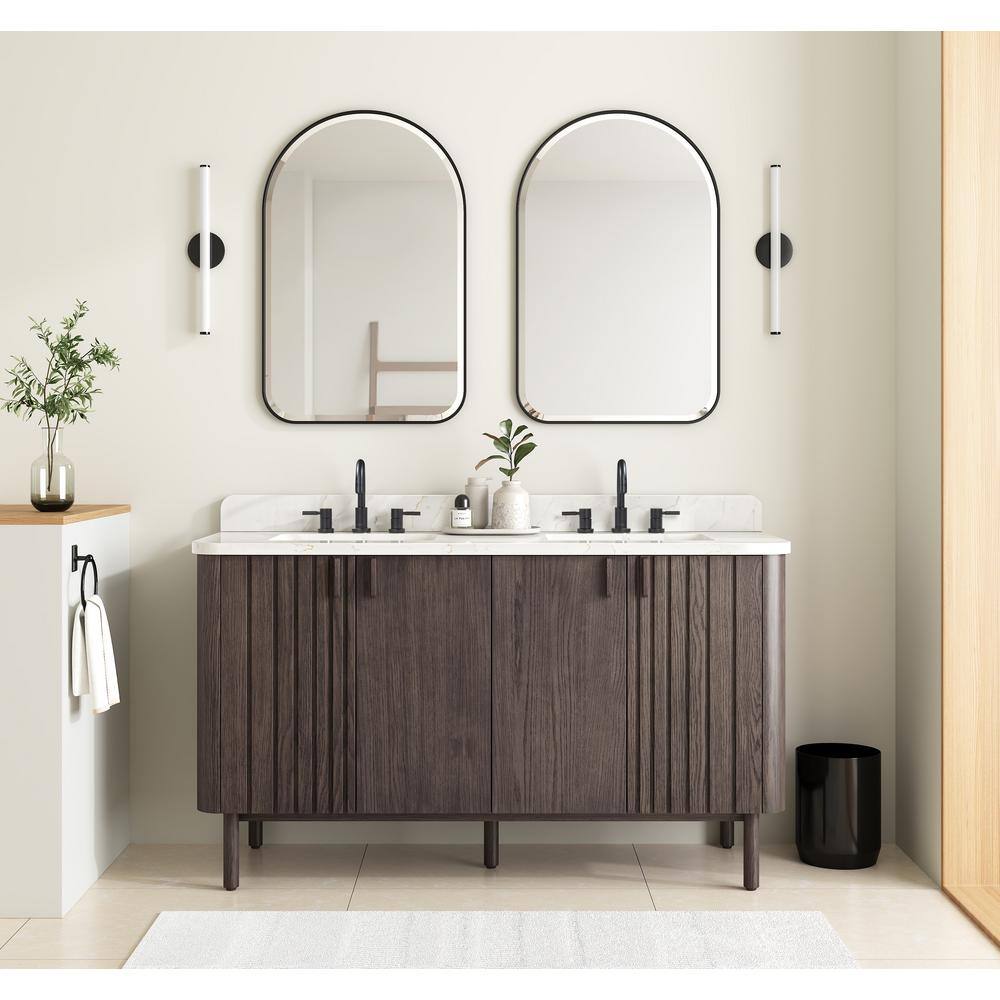 Blakely 60'' Dark Brown Oak Double Bathroom Vanity Base
