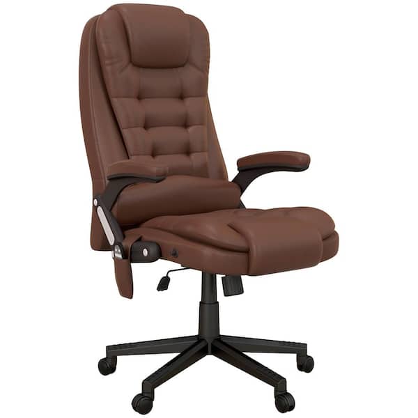 Unbranded Outdoor PU Leather Massage Recliner Chair, Metal Frame and 6-Point Vibration Swiveling Armchair,Brown