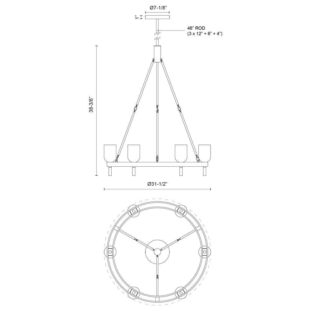 Polished Nickel and Crystal 6-Light Wagon Wheel Chandelier