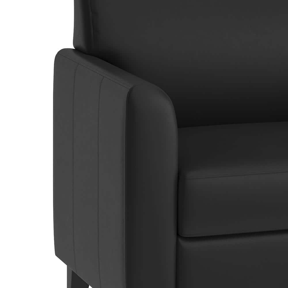 Black Faux Leather Reception Loveseat with Flared Arms