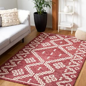 Abstract Red/Ivory 4 ft. x 6 ft. Tribal Chevron Area Rug