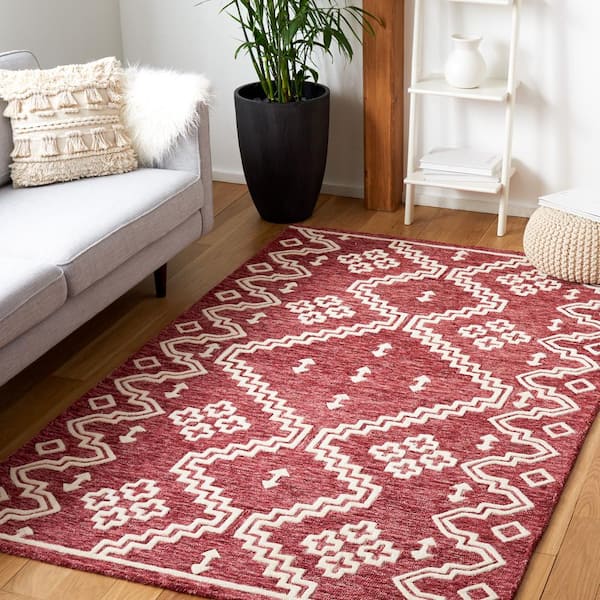 Abstract Red/Ivory 4 ft. x 6 ft. Tribal Chevron Area Rug