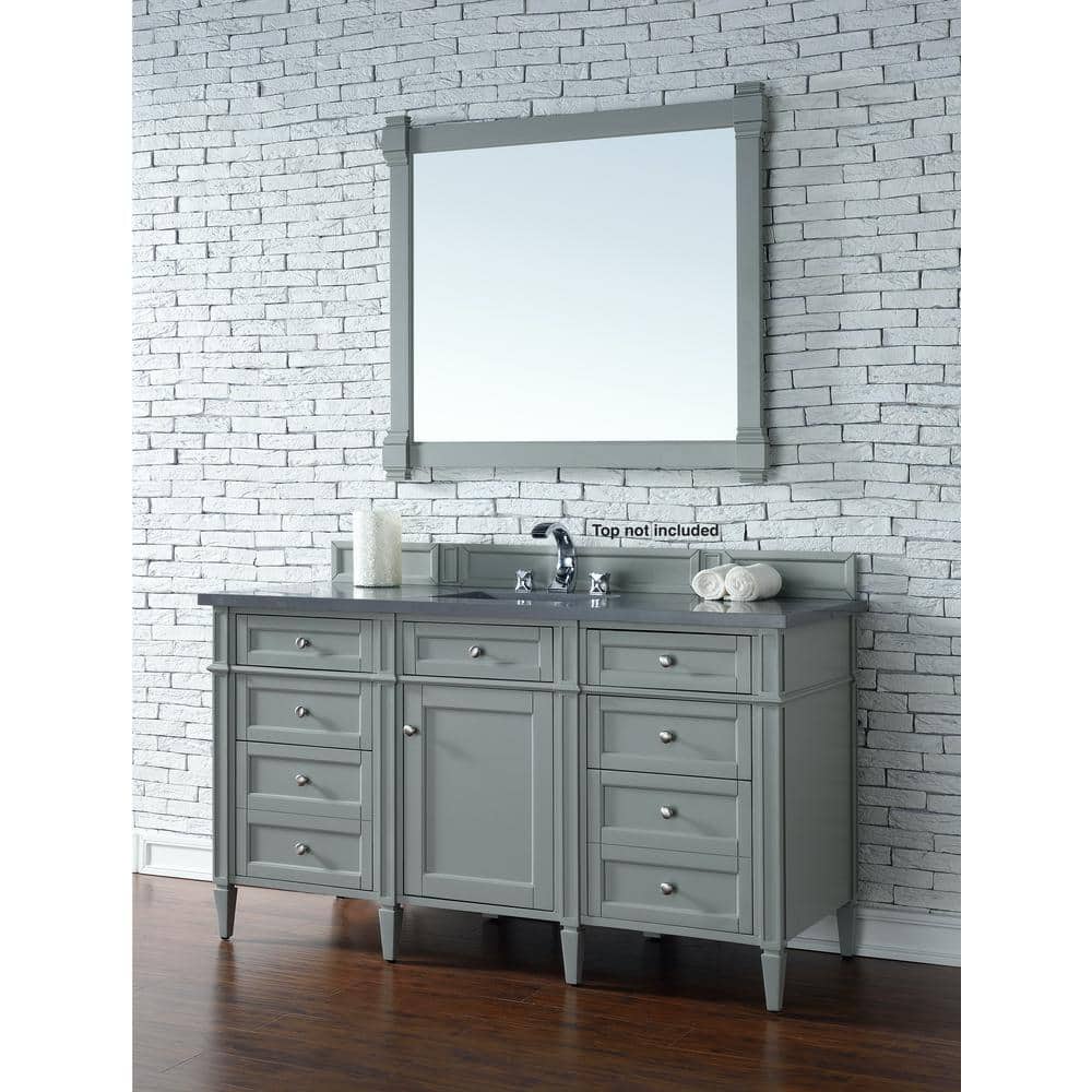 Urban Gray 60" Solid Wood Single Vanity Base with Backsplash