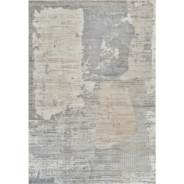 Rug Branch Nomad Cream Grey 5 ft. x 8 ft. Modern Abstract Indoor Area Rug