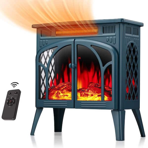 Edendirect 1500W darkgreen infrared heater with overheating protection, low noise, 4-color flame remote control electric fireplace
