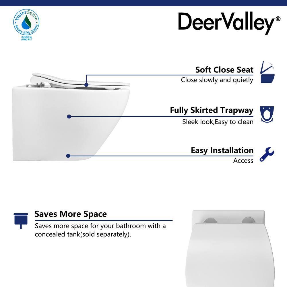 White Ceramic Elongated Wall Mounted Dual Flush Toilet