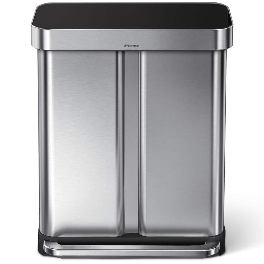 58L Stainless Steel Dual Compartment Recycling Step Trash Can
