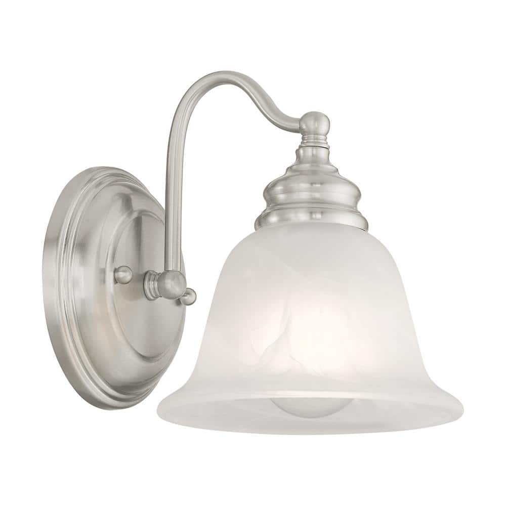 Essex Brushed Nickel 7.5" Dimmable Vanity Light with Alabaster Glass