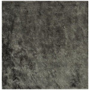 Paris Shag Titanium 5 ft. x 5 ft. Square Solid Area Rug