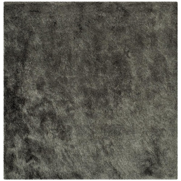 SAFAVIEH Paris Shag Titanium 5 ft. x 5 ft. Square Solid Area Rug SG511 ...