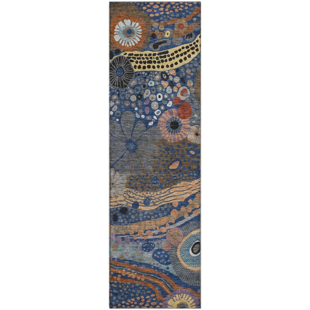 Mayfield Premium Machine Washable Abstract AMF2498 Navy 2 ft. x 7 ft. Runner Rug price history on PriceWatchPro