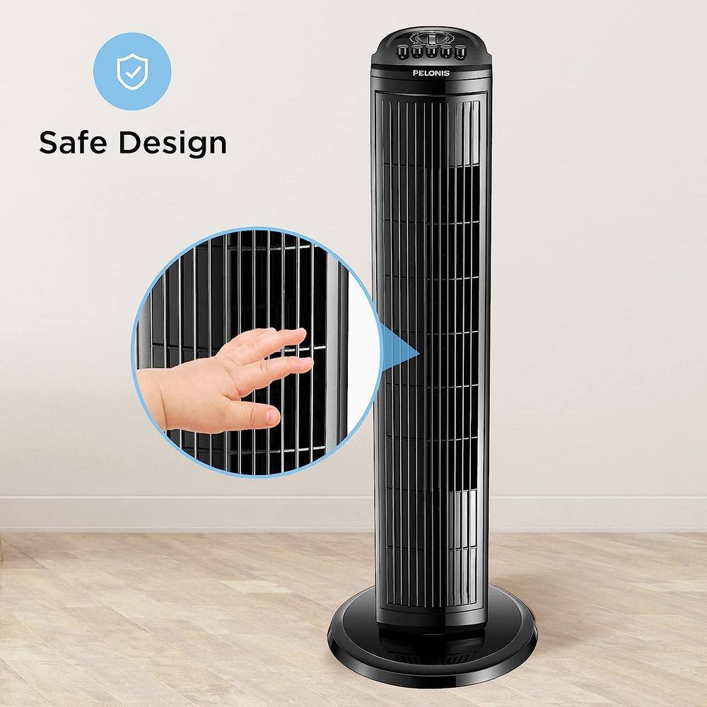 Pelonis 30-Inch Black Oscillating Tower Fan with Timer