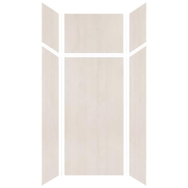 Expressions 36 in. x 36 in. x 96 in. 4-Piece Easy Up Adhesive Alcove Shower Wall Surround in Bleached Oak