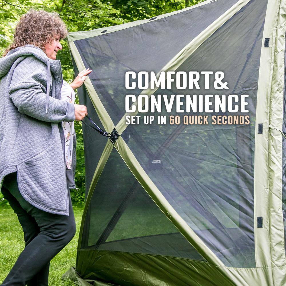 Green 6-Person Fiberglass Frame Camping Screen House with Carry Bag