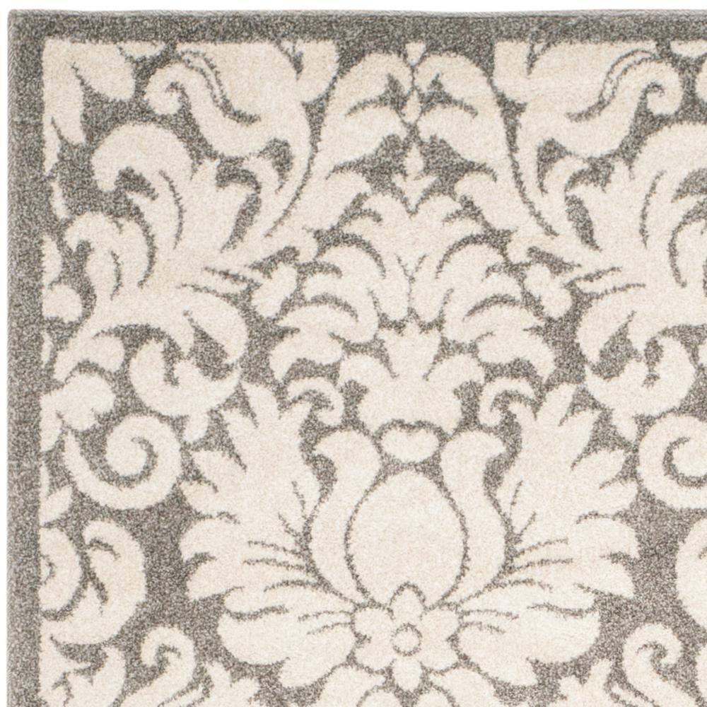 Cozy Elegance Floral Gray & Beige 6'x9' Synthetic Area Rug