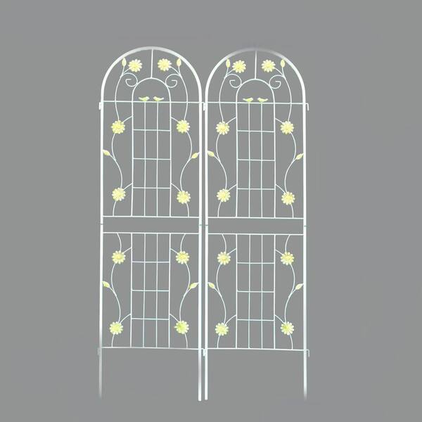 Sudzendf 71 in. White 2Pack Metal Garden Trellis for Climbing Plants