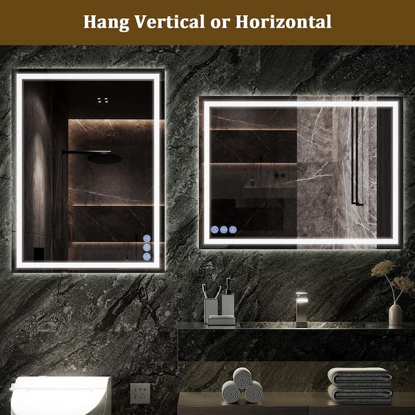 XRAMFY 39.4 in. W x 29.5 in. H LED Frameless Bathroom Vanity