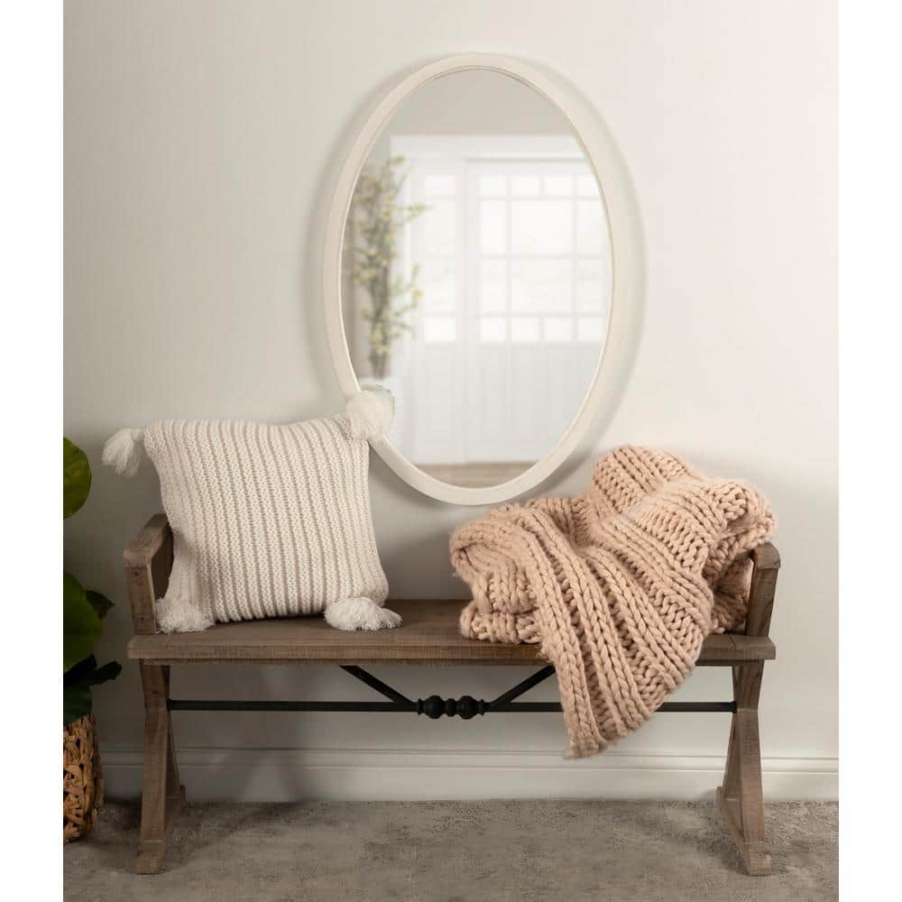 Hogan 24x36 White Oval Wood Framed Wall Mirror