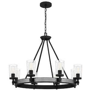Alpine 8-Light Earth Black Chandelier with Clear Seeded Glass