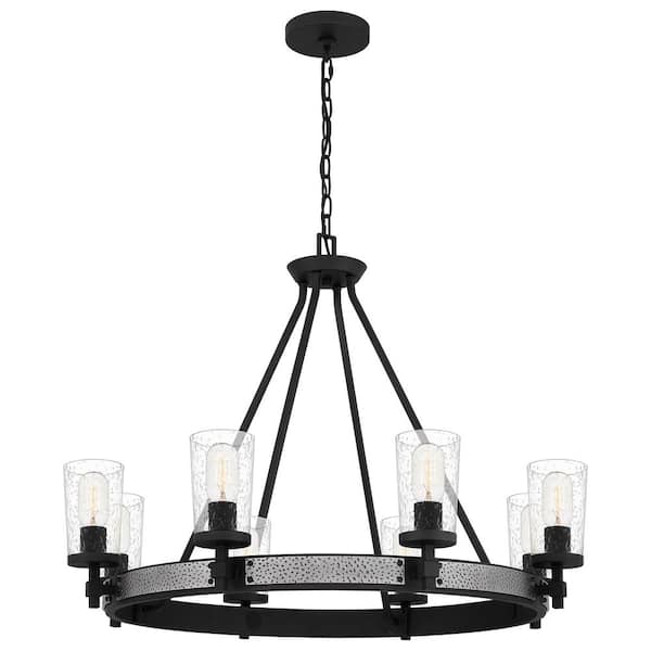 Quoizel Alpine 8-Light Earth Black Chandelier with Clear Seeded Glass