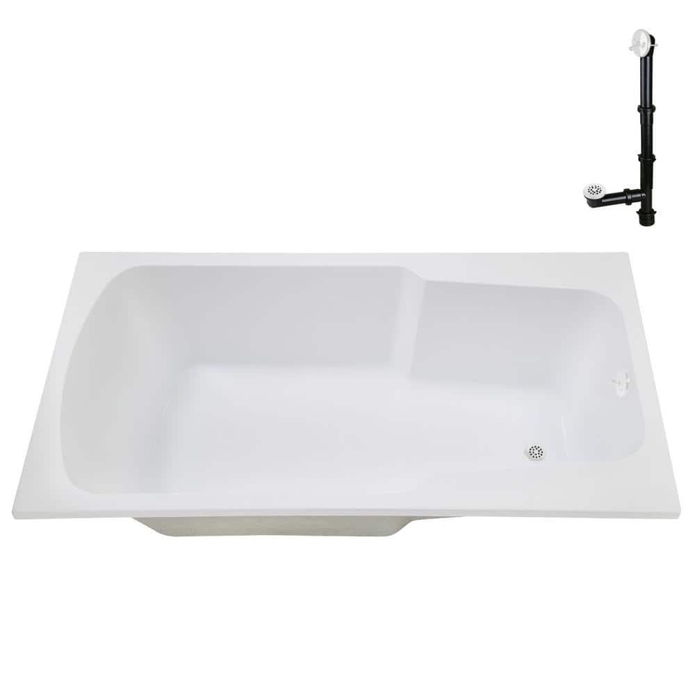 72'' x 36'' Glossy White Acrylic Soaking Drop-In Bathtub