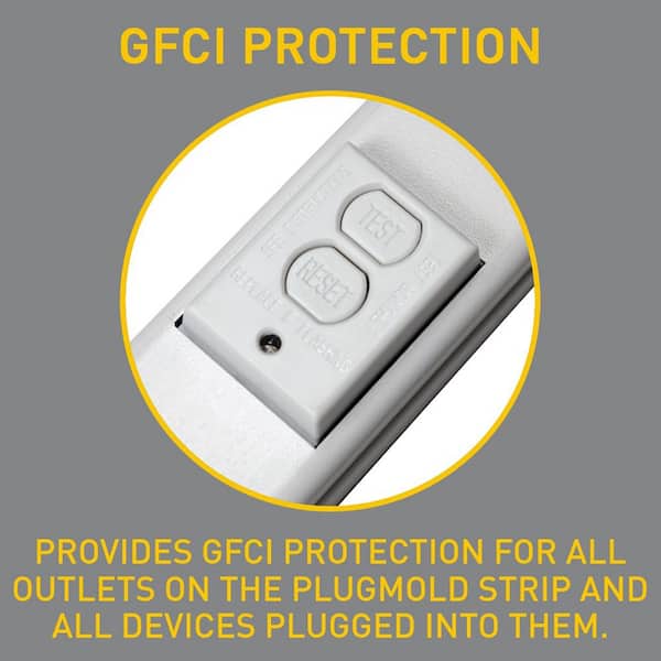 Wiremold Plugmold 5 ft. 9-Outlet Self Test GFCI Multi-Outlet Strip with Tamper Resistant Receptacles, White