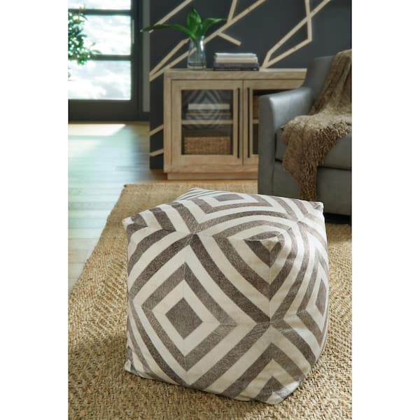 Hartselle Brown/Beige Polyester 18 in. W x 18 in. D x 18 in. H Pouf