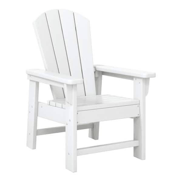 Children's Laguna Outdoor Patio All Weather Fade Resistant Kids Poly Plastic Adirondack Chair in White