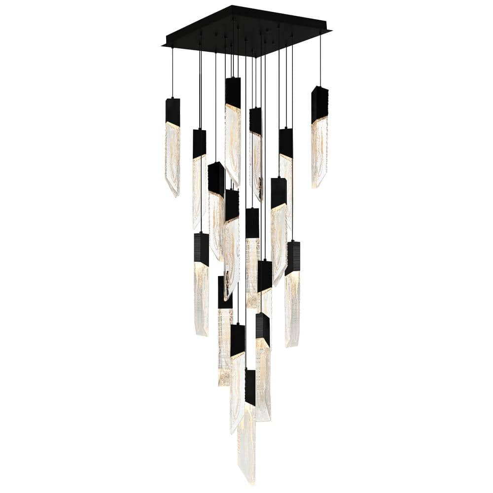 Petra Integrated LED 24in Black Chandelier with Handcrafted Glass price history on PriceWatchPro