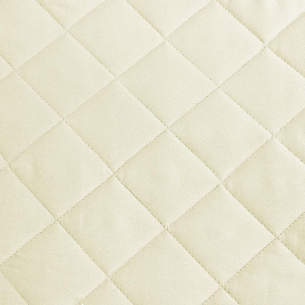 Ivory Twin Reversible Microfiber Diamond Stitch Quilt Set