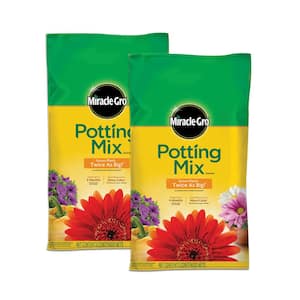 Potting Mix 16 qt. For Container Plants, Flowers, Vegetables, Shrubs, Feeds up to 6 Months (2-Pack)